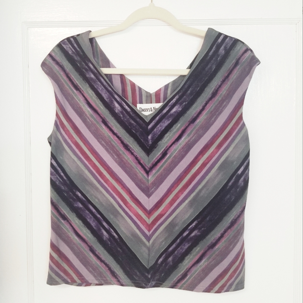 Danny & Nicole Striped V-Neck Top